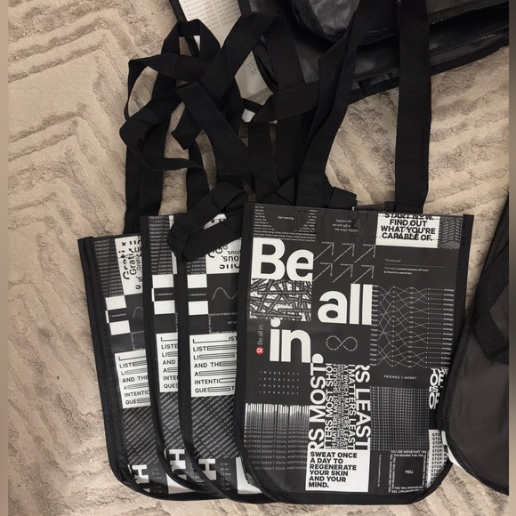 Lululemon Reusable Shopping Tote Bags Be All In Red Black White Large Small - Picture 3 of 6
